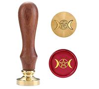 MAYIWO Wax Seal Stamp Set, Copper & Brass Seals with Rosewood Hilt, Triple Moon, Pentagram & Tree of Life Patterns