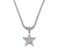 MAYIYAHO 2022 Fashion Iced Out Chain Necklace Star Pendant Pentagram Necklace Chain Tennis Chain Hip Hop Jewellery For Boys Girls Gifts