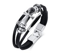MAYIYAHO Anka Charm Bracelets for Men Black Layered Leather Bangle Causal Male Jewelry