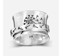 MAYIYAHO Antique Sterling Silver Ring Creative Carved Dandelion Stress Anxiety Ring Casual Rune Sport Jewelry for men anillos