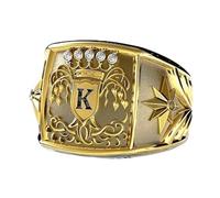 MAYIYAHO Creative Gold Color Letter K Shield Ring for Men Fahion Wedding Party Gothic Steampunk Rock Biker Jewelry Gifts Size 6-13