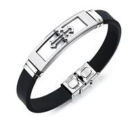 MAYIYAHO Cross Bracelets for Men Soft Rubber Silicone Bangle Bible Quotes Christ Prayer Wristband Casual Male Jewelry