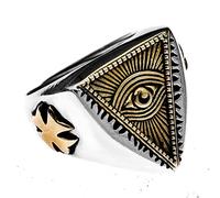 MAYIYAHO Eye of Providence Ring All Seeing Eye Egyptian Mythology Square Statement Vintage Gold Silver Color Jewelry Men