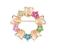 MAYIYAHO Gold Color Plated Rainbow Crystal Flower Garland Brooch Pins for Women Fashion Costume Jewelry