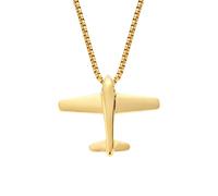MAYIYAHO Gold Stainless Steel Aircraft Pendant Necklace Helicopter Pendant Necklace Toy Plane Gift Men Women Plane Necklace Golden Silver