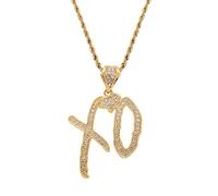 MAYIYAHO Hip Hop Ice Out Zircon Letter Xo Pendant Necklace for Men Women Rock Rap Party Jewelry