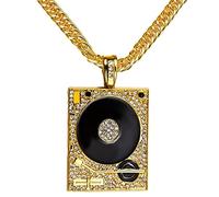 MAYIYAHO Hip Hop Jewerly Music DJ Big Pendants Necklace Golden Silver Chains for Men Alloy Cuban Link Chain Rock Music DJ Chunky