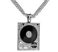MAYIYAHO Hip Hop Jewerly Music DJ Big Pendants Necklace Golden Silver Chains for Men Alloy Cuban Link Chain Rock Music DJ Chunky