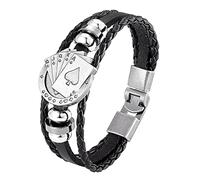 MAYIYAHO Lucky Vintage Men's Bracelet Playing Cards Raja Vegas Charm Multi-layer Braided Leather Bangles for Women Unisex Jewelry
