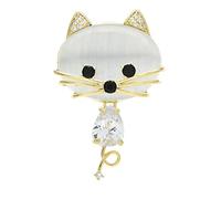 MAYIYAHO Opal Cat Magnet Brooches For Women Unisex Cubic Zirconia Lovely Cat Collar Pins Jewelry Gifts