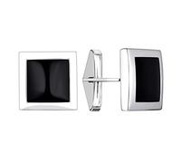 MAYIYAHO Simple and Elegance Jewelry 925 Sterling Silver Cufflinks Rhodium plated with Black and White Square onyx For Men