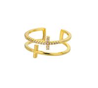 MAYIYAHO Style Double Cross Rings For Women Stainless Steel Cubic Zirconia Finger Gold Color Ring Vintage Jesus Engagement Jewelry