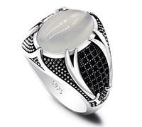 MAYIYAHO Trendy Religious Muslim Islamic Jewelry Retro Handmade Turkish Crown Ring For Men Women Inlaid Turquoise Blue Zircon Stone Rings