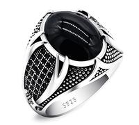 MAYIYAHO Trendy Religious Muslim Islamic Jewelry Retro Handmade Turkish Crown Ring For Men Women Inlaid Turquoise Blue Zircon Stone Rings