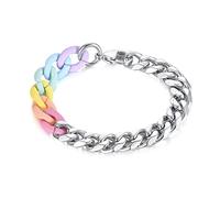 MAYIYAHO Unique Rainbow Color Chain Bracelets for Men Women, Stainless Steel Cuban Chain Link Wristband Jewelry,Splicing Accessory