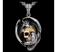 MAYIYAHO Vintage Lion Dragon Skull Axe Pendant Necklace Men Punk Rock Stainless Steel Necklaces for Women Pagan Viking Amulet Jewelry