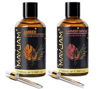 MAYJAM Amber Fragrance Oil 100ML Bundle with Harvest Spice Fragrance Oil 100ML, Premium Grade Essential Oil for Diffusers for Home, Long Lasting Scented Oils for DIY Bath Bomb Soap Candle Making