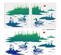 MAYJOY 2pcs Duck &s Stencil Set Sunset River Landscape Painting Template for DIY Art Canvas Furniture Decoration Spliceable Design