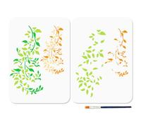 MAYJOY Vine Leaf Stencil Set, 29.7×21cm, A4 Reusable Plant & Branch Template, Nature-Themed Painting Stencils for Wall, Wood, Window, Home Decoration - Includes Brush