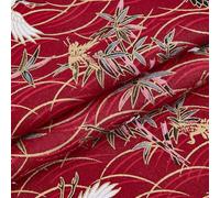 MAYJOYDIY 1 * 1.5m Dark Red Japanese Crane Printed Cotton Fabrics Japanese Style Quilting Fabric Bronzing Design for Sewing Clothing Bag Tablecloth Sofa Pillow DIY Crafts