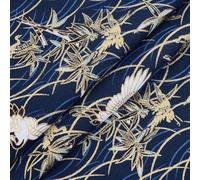 MAYJOYDIY 1 * 1.5m Midnight Blue Japanese Crane Printed Cotton Fabrics Japanese Style Quilting Fabric Bronzing Design for Sewing Clothing Bag Tablecloth Sofa Pillow DIY Crafts