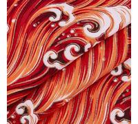 MAYJOYDIY 1 * 1.5m Orange Red Japanese Sea Wave Cotton Fabrics Japanese Style Quilting Fabric Bronzing Design for Sewing Clothing Bag Tablecloth Sofa Pillow DIY Crafts