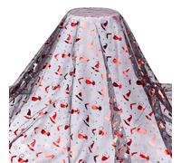 MAYJOYDIY 1.8m Black Tulle Fabric with Bright Red Cat, 1.65m Wide Star Bat Pattern Hot Stamping Mesh Fabric Halloween Witch Hat Lace Fabric for Party Cosplay DIY Handmade Clothing