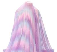 MAYJOYDIY 1.8m White Pearl Light Purple Tulle Fabric 1.5m Rainbow Sheer Polyester Mesh Fabric for Bridal Veil Wedding Table Decorations Sewing DIY Crafts Gowns Crafts