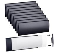 MAYJOYDIY 10 Pack Aluminum Name Plate Holder 21 x 8 cm Office Door Curved Sign Holder Self Adhesive Aluminum Nameplate Frame for Business Corporate Use Office Wall Door Table Meeting, Black