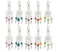 MAYJOYDIY 10 Pcs Starfish Dream Catcher Keychain Feather Wings Charm Pendants Sea Ocean Beads Wall Decor Hanging ornament Accessories for Necklaces Bracelets Earrings Keychain Bag DIY Jewelry Crafts