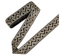 MAYJOYDIY 10 Yards Black Sequin Vintage Jacquard Ribbon Trim 2 inch Ethnic Polyester Metallic Glitter Embroidery Sequins Beaded Edging Applique Ribbon for Sewing Crafts DIY Wedding Decor