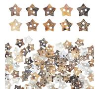 MAYJOYDIY 100Pcs Natural Star Shell Buttons Star Shape Shell Buttons 2 Hole Tan Pentagram Shape Button for Sewing Clothes Scrapbookin DIY Crafts Decoration