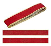 MAYJOYDIY 10m Dark Red Satin Wired Ribbon, 50mm Wide, Gold Edge, Perfect for Christmas & Other Celebrations