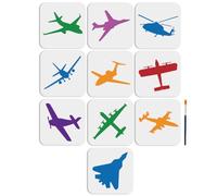 MAYJOYDIY 10pcs Airplane Stencil Template Airplane Stencils for Painting 15×15cm with Paint Brush Fighter Jets Helicopter Stencil DIY Painting Craft Wall Canvas Home Decor