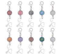 MAYJOYDIY 10Pcs Nurse Stethoscope Alloy Keychains Colorful Shine Stethoscope Pendants Doctor Nurses Charms Pendant Badge Reel Charm for Doctor Nurse for Purse Handbags Women Gifts DIY Crafts