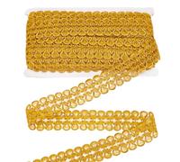 MAYJOYDIY 11.8mx33mm Golden Metallic Braid Trim, Indian Ear Style Lace Ribbon Gold Sequin Handwork Woven Embroidered Lace Trim for Wedding Bridal Costume Jewelry Crafts and Sewing