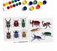 MAYJOYDIY 11 Insects Scarab Beetle Bug Stencil 11.8×11.8inch Reusable Nature Beetle Bug Drawing Templates with Paint Brush for Insect Crafts Art Furniture Wood Canvas Home Decor