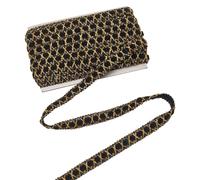 MAYJOYDIY 11 Yards Black Gold Metallic Lace Trim Suede Gimp Braid Trim Ribbon 0.5inch Metallic Edge Trim Decorative Woven Gimp Fringe Trim for Curtain Lampshades Sewing Bag Costume DIY Crafts