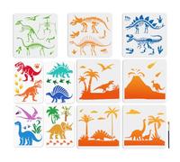 MAYJOYDIY 11Pcs Primitive Dinosaur Stencils Dinosaur Fossil Painting Stencil 30×30/29.7×21cm Reusable Drawing Template with Paint Brush for Craft on Window Wood Wall Home Decor