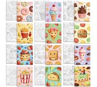 MAYJOYDIY 12 Pcs Desserts Pre Drawn Canvas to Painting Donuts Ice Cream Pre Printed Canvas for Adults 9.8×7.9 Inch French Fries DIY Paint Art Supplies for Beginners, Students, Party Gifts