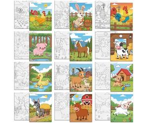 MAYJOYDIY 12 Pcs Farm Animals Pre Drawn Canvas to Painting Rabbit Carrot Pre Printed Canvas for Adults 25×20cm Chicken Duck DIY Paint Art Supplies for Beginners, Students, Party Gifts
