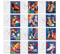 MAYJOYDIY 12 Pcs Graffiti Couples Shoes Pre Drawn Canvas to Painting High Heels Pre Printed Canvas for Adults 25×20cm Sneakers DIY Paint Art Supplies for Beginners Students Party Gifts