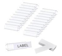 MAYJOYDIY 120 Pcs Plastic Shelf Label Holder Clear Shelf Label Holder Wood Sign and Tag Ticket Holders Clips On to Shelves Thick Shelves with 120 Pcs Matched Blank Inserts