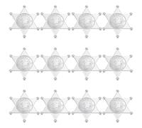 MAYJOYDIY 12Pcs Silver Sheriff Badges Western Cop Star Deputy Plastic Badge Old West Prop Cowboy Party Decoration for Cosplay Party Costume Play Props School Carnival Prizes Bag Gift