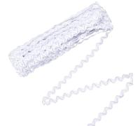 MAYJOYDIY 13.7m White Rick Rack Trim Ribbon 8mm Wave Bending Fringe Trim Silverline Design Woven Braided Zig Zag Ribbon for Sewing Clothes Gift Wrapping Home Party Decoration