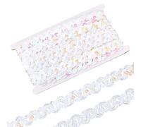 MAYJOYDIY 13m White Sequins Trim Ribbon 20mm Wave Sequins Beaded Lace Trim Paillette Braid Strip Gimp Braid Fabric Ribbon for Sewing Clothes DIY Crafts Embellishments