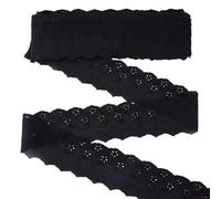 MAYJOYDIY 14.6m Black Cotton Eyelet Lace Trim Ribbon, 6cm Floral Embroidery Scalloped Lace, Ruffled Eyelet Fabric Trim Edge for Sewing, Garment Embellishment, Home Decoration