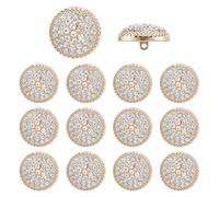 MAYJOYDIY 14Pcs Gold Round Metal Buttons, 18mm Sew on Rhinestone Crystal Button, Decorative Crystal Fasteners for Jewelry Making, Clothing, Bags, Shoes Embellishments