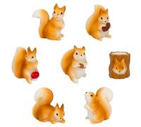 MAYJOYDIY 14Pcs Resin Squirrel Mini Figurines Autumn Trees Hazelnut Figurines Collection Tiny Forest Animal Squirrel Figurine for Outdoor Landscape Garden Lawn Pot DIY Cake Decoration