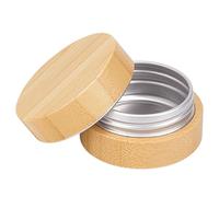 MAYJOYDIY 15ML Empty Refillable Cosmetic Jars with Bamboo Shell Aluminum Tin Jar with Screw Cap Smooth Wooden Cream Container Empty Sample Jar for Travel Storage Cosmetic Lip Balm Cream